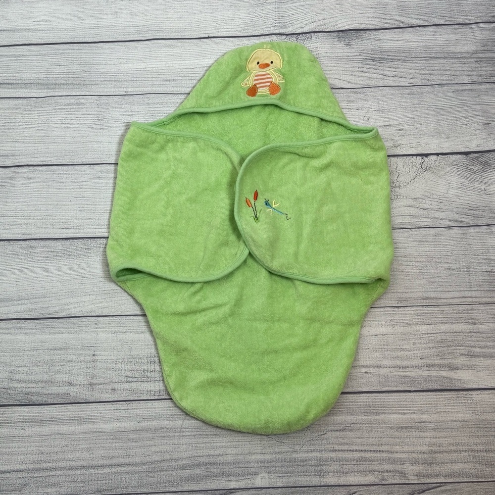 Babies R Us Hooded Baby Towel Green Duck Cotton Bath Wrap